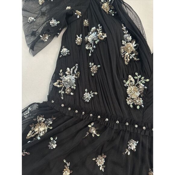 NEW $598 Mac Duggal [ 8 ] Ruffle Tiered Embellished Flutter Sleeve‎ Gown #G1606 - Picture 8 of 16